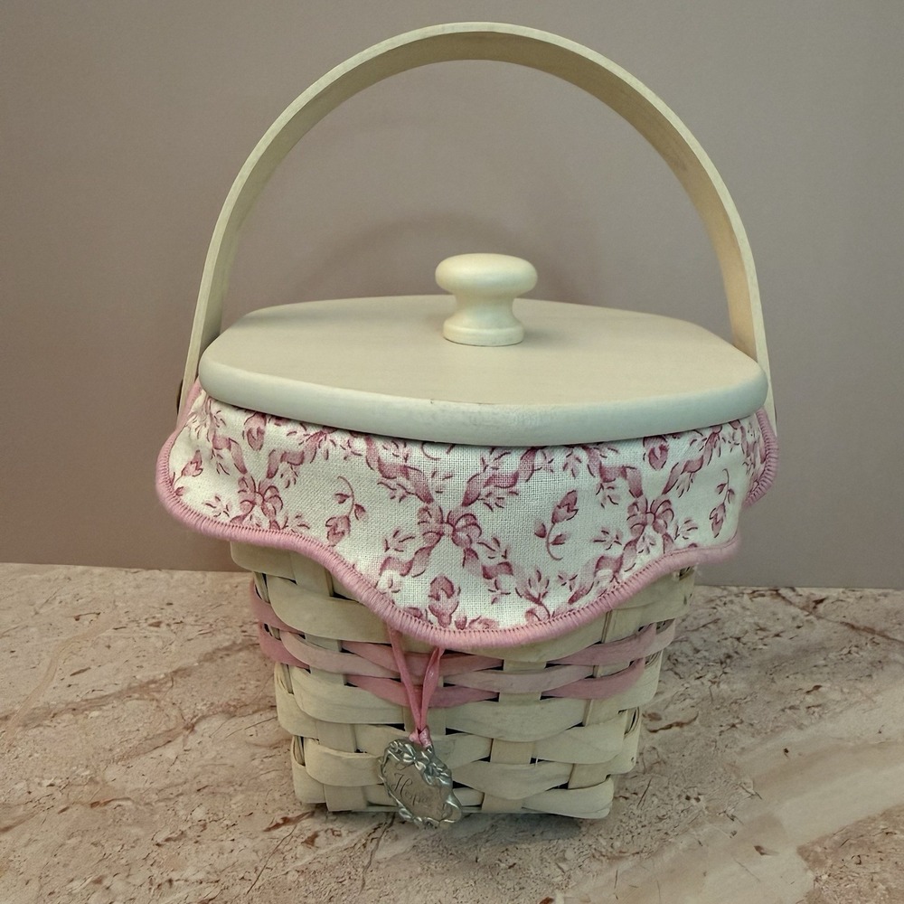 Longaberger 2001 Horizon of Hope Basket Set with Lid Liner Protector Charm